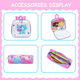 Meetbelify Cute Cat Rolling Backpack for Girls Backpacks with Wheels for Elementary Preschool Students with Lunch Box Pencil Case for Girls Age 8-10