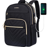VANKEAN Laptop Backpack for Women with USB Port, Laptop Computer Bag Travel Backpack Purse,Waterproof Work Business Backpack College Teacher Bags, Black