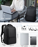Fenree.geer Expandable Travel Laptop Backpack, 15.6 Inch Computer Backpack with USB Charging Port, Water Resistant Black Mens Laptop Bag