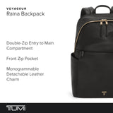 TUMI - Voyageur Raina Backpack - Women's Premium Leather Backpack - Everyday Bag with Phone Pocket & Laptop Compartment - Black, Light Gold Hardware