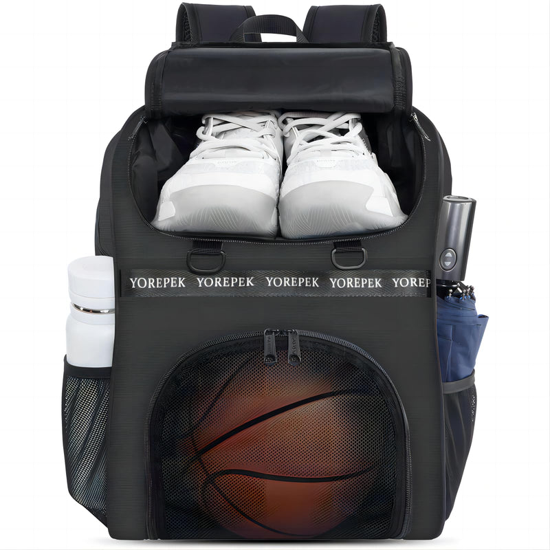 YOREPEK Basketball Bag, Large Basketball Backpack with Shoe Compartment and Ball Holder for daughter son, Water Resistant for Sport Training Equipment Fits Volleyball Gym Black