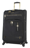 Steve Madden Designer Luggage - Checked Large 28 Inch Softside Suitcase - Expandable for Extra Packing Capacity - Lightweight Bag with Rolling Spinner Wheels (Peek-A-Boo Black)