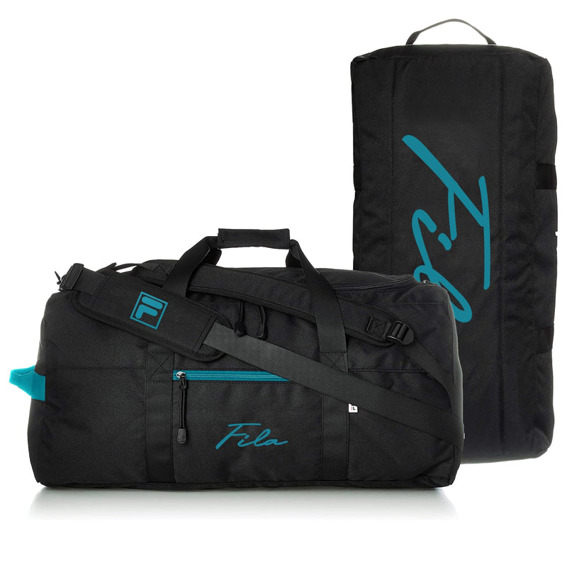 FILA(フィラ) Men's Boston Bag, Black Turquoise