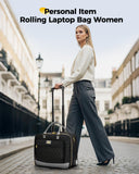 MATEIN Personal Item Rolling Briefcase with Large Wheels, Airline Approved Rolling Laptop Bag Women Men Roller Computer Bag 17.3 Inch, 18x14x8 Anti Theft Underseat Carry On Luggage for Travel Work