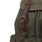 KAUKKO Vintage Casual Canvas and Leather Rucksack Backpack