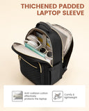 LOVEVOOK Laptop Backpack for Women with Giant Tumbler Holder 15.6 inch,Designer Travel Backpack Laptop Bag College Backpack,Quilted Work Nurse Teacher Backpack Purse Computer Bag Casual Daypack, Black