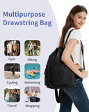 WANDF Drawstring Backpack Sports Gym Bag with Shoes Compartment, Water-Resistant String Beach Sackpack Swim Bag for Women and Men (Black)