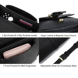 AFKOMST Crossbody Bags for Women,Small Saddle Purse and Boho Cross Body Handbags,Vegan Leather, Black