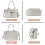 Womens Casual Corduroy Tote Bags with Multiple Pockets Fashion Hobo Crossbody Bag Travel Shoulder Bags Cute Purse Handbag (White)