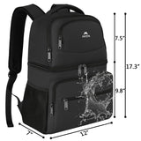 MATEIN Backpack Cooler for Men Women, 26 Cans Insulated Lunch Cooler Backpack Double Layer Cooler Bag, Leak-Proof Soft Lunch Box Backpack with Cooler Compartment Beer Gifts for Travel Beach, Black