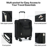MILADA Underseat Carry On Luggage with Wheels, Airline Approved 16-inch Spinner Small Suitcase, Softside Travel Luggage, Personal Item Overnight Bag, Business Mini Suitcase for Women and Men, Black