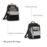 TUMI - Voyageur Halsey Backpack - Travel Backpack - For Business, Fashion, Commute - Holds Up to 14" Screens - Black & Gold