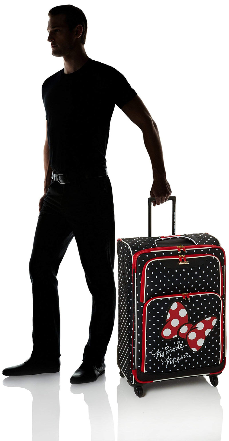 American Tourister Disney Softside Luggage with Spinner Wheels, Minnie Mouse Red Bow, Checked-Large 28-Inch
