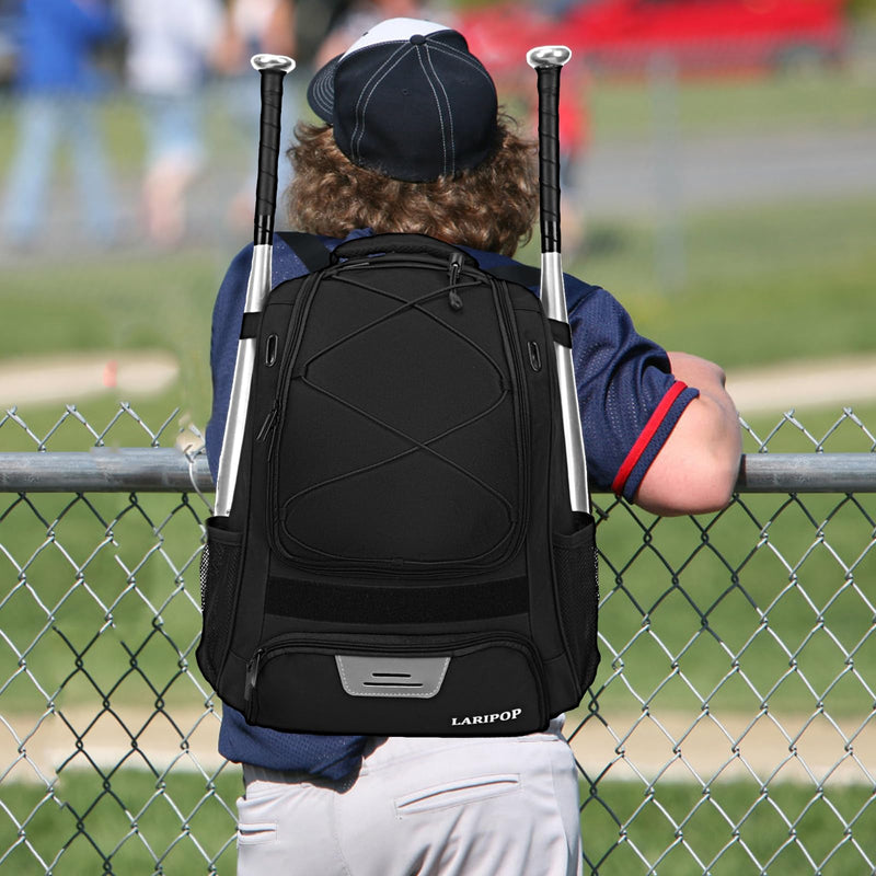 Youth Baseball Bag - Bat Backpack for Baseball, T-Ball & Softball Equipment & Gear, Bat & Glove Holder Gift, Large Main Compartment for Helmet & accessories, Separate Shoes Compartment, Fence Hook