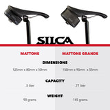 SILCA Mattone Bike Saddle Bag - .5L Capacity - Compact Under Seat Bicycle Bag for Road, Gravel, and Mountain Bikes - Easy to Access, Secure, and Durable - BOA Closure & Waterproof Zipper