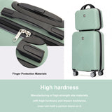 Tripcomp 2 Piece Carry on Luggage Set, Airline Approved 20 Inch Luggage with Cosmetic Case HardShell Suitcase with Spinner Wheels, Lightweight Durable Hardside Suitcases Set, Olive Green