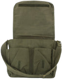 ARMYU Verde Oliva Original Lona de Algodón Pesado Clásico Bolso Militar Mensajero + Bandas Decorativas