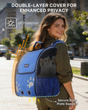Cat Backpack Carrier, Ventilated Cat Backpack with Reflective Strips, Foldable Cat Carrying Backpack for Kitty Small Dog up to 15lbs (Blue)