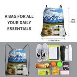 Kingnoyi Grand Teton National Park Drawstring Backpack Bag For Gym Shopping Andsport Yoga, Black