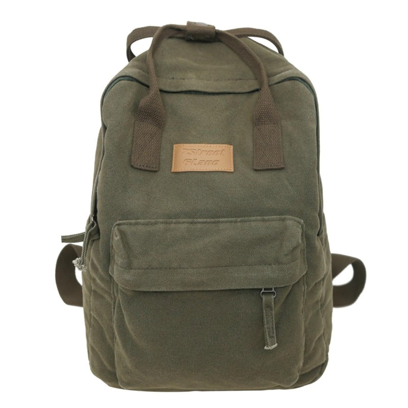 MININAI Aesthetic Canvas Backpack for Women Men Preppy Backpack Grunge Hippie Boho Japanese College Laptop Book Bag (Army Green,One Size)