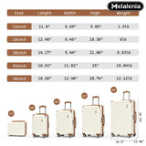 Melalenia Luggage Sets 7 Piece Hard Shell Carry on Suitcase with Spinner Wheels and TSA Lock, Lightweight Travel Duffel Bag for Women, Beige Brown