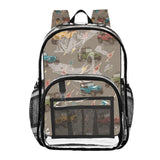 Plaaee Clear Backpack Large Heavy Duty PVC Transparent Backpack for Kids and Adults,Jeep and Lighting Bolts See Through Clear Bookbag for School, Sports, Work, Travel