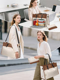 MATEIN Laptop Tote Bag with Insulated Lunch Compartment for Women, PU Leather 2 in 1 Work Briefcase with Clutch Fits 15.6 Inch Laptop, Convertible Professional Shoulder Bag for Office Business, 2 Sets