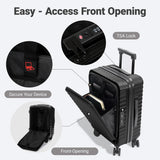 Rosamo 3 piece Luggage Set Expandable Suitcase 22x14x9 Airline Approved Carry on, Front Opening ABS Hard Case Suitcases with Spinner Wheels, TSA Lock