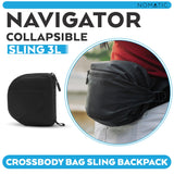 NOMATIC Navigator Collapsible Sling 3L - Crossbody Bag Sling Backpack - Light Collapsible Hiking Daypack Sling for Travel