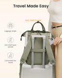 LOVEVOOK Laptop Backpack for Women with Giant Tumbler Holder,15.6 inch Professional Nurse Teacher Backpack Computer Laptop Bag,Cute Travel Backpack Purse Work College Bag,Beige-Bean green-Army green