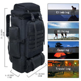 Ogetok 80L Hiking Backpack Camping Rucksack, 80 liters Large Capacity Outdoor Knapsack Travel Climbing Mountaineering Carry On Backpack Bag, Trekking Backpacking for Men Women, Black