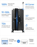 LUGGEX Trunk Luggage,KVT Expandable PC Hard Shell Large Checked 28 Inch Suitcase with Shock - Absorbing Wheels & TSA Lock(EX-Pro,Blue,28 inch,91L-105L)