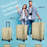 Verdi Softside Expandable 28 Inch Luggage with Spinner Wheels Lightweight Large Suitcase (Khaki, Checked-Large 28-Inch)