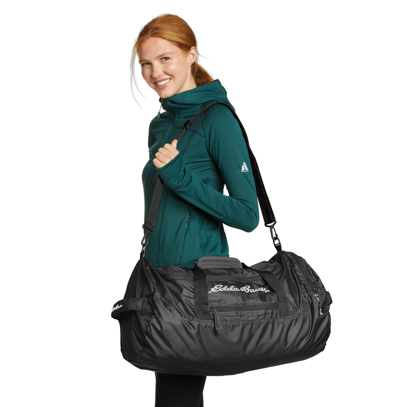 Eddie Bauer Stowaway Packable Duffel Bag | Travel | Foldable | Lightweight | Durable | Ripstop Polyester, 45L, Onyx