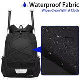 DAFISKY Baseball Bag Softball Backpack - Youth Adult T Ball Bat Equipment Bag with Bat and Helmet Holders, Shoe Compartment and Hook, Black