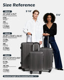 Coolife Luggage 3 Piece Set PC+ABS Hardshell Suitcases with TSA Lock, Spinner Lightweight (grey, 3 piece set)