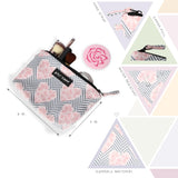 Betsey Johnson 8.5 Inch Zipper Cosmetic Pouch Small Toiletry Bag Lightweight Durable Polyester Organizer with Inner Zipped Pocket Good For Makeup Accessories and Travel Needs (Chevron Hearts)