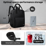MIER Backpack Cooler 24 Cans Insulated Double Deck Soft Coolers Bag Lightweight Lunch Back Pack Women Men for Beach Travel Work Fishing, Black