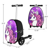 Baotree 2-in-1 Ride-On Scooter Suitcase, Scooter Luggage for Kids Ages 5-12, Foldable & Lightweight Carry with LED Light-Up Wheels
