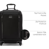 TUMI - Voyageur Leger 4 Wheeled Luggage - Women's Lightweight and Spacious, Sleek Silhouette, Durable Premium Suitcase - 21.8" International Expandable Carry-On, Black with Gunmetal Hardware