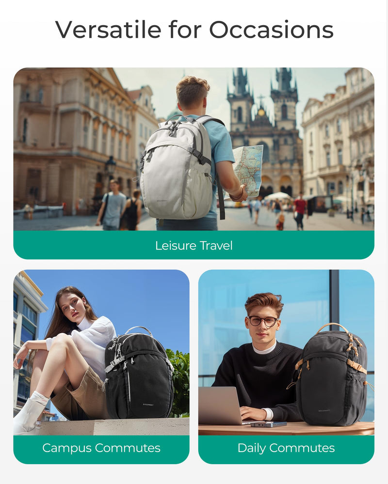 BAGSMART Travel Backpack for Women&Men, Lightweight 15.6" Casual Backpack for College, TSA Carry On Backpack for Airplanes, Black