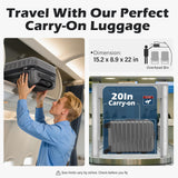 Coolife Carry On Luggage Airline Approved with Spinner Wheels, Hard Shell Suitcase TSA Lock Lightweight Travel Luggage 20-inch,Gray