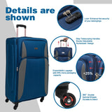 GOAWGO 4-Piece Luggage Set (20/24/28/32") with Lock | Expandable Carry-On Softshell Suitcase | Softside Lightweight Travel Suitcase Set with Spinner Wheels and Front Pocket (Navy Blue)