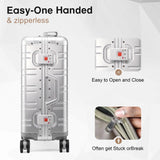 VentureVault All Aluminum Carry On Luggage 22x14x9 Airline Approved，Zipperless Luggage Premium Aluminum Suitcase Luggage, Hard Shell Carry On Luggage with Spinner Wheels (silver, 20inch)