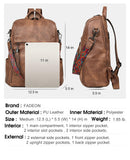 FADEON Leather Backpack Purse for Women Designer Travel Backpack Purses PU Fashion Ladies Shoulder Bag with Tassel Brown