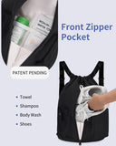 WANDF Drawstring Backpack Sports Gym Bag with Shoes Compartment, Water-Resistant String Beach Sackpack Swim Bag for Women and Men (Black)