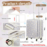 Redbaker 17 Inch 6 Pcs Kids Luggage Set Kids Rolling Luggage Double Pattern Suitcase for Boys Girls (Grey, Daisy Style)