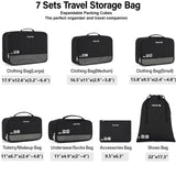 Hanke 7 Set Compression Packing Cubes for Travel, Expandable Large Packing Cubes for Suitcases and Backpack, Luggage Packing Organizer Bags with Double Zipper as Travel Essentials,Black