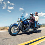 KEMIMOTO Synthetic Leather Motorcycle Saddlebags Universal Motorcycle Throw Over Saddle Bags Compatible with Sportster Dyna Softail Touring Models Vstar Shadow Wide Glide Black