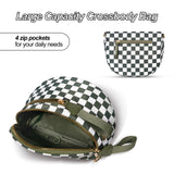idoltimes Checkered Crossbody Bag,Nylon Bum Bags for Women Crossbody,Spacious Sling Bag Purse Fanny Packs with Shoulder Strap
